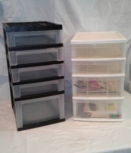 lot 470 image: Storage Bins 4-5 Drawers (2) With Vintage Cards.