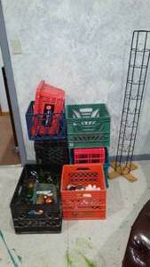 lot 777 image: Storage Plastic Milk Crates (6) with contents.