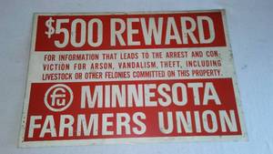 lot 804 image: Vintage Metal MN Farmers Union Sign.
