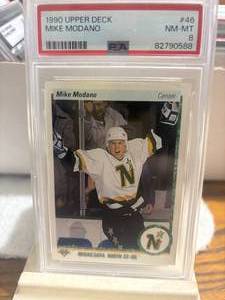 PSA 8 1990 Upper Deck #46 Mike Modano Minnesota North Stars RC #82790588