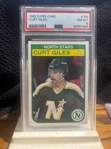 1982 - 83 O-Pee-Chee OPC PSA 8 #166 Curt Giles Minnesota North Stars PSA NM-MT #89887494