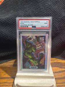 1994 Marvel Masterpieces #4 Hulk Holofoil-Silver PSA Mint 9 #89887483