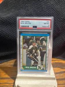 1989 - 90 O-Pee-Chee OPC Neal Broten Hockey Card  #87 PSA 8 #79802796