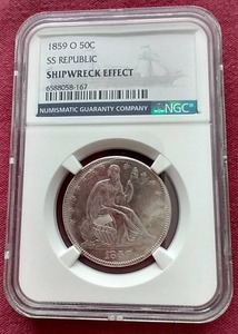 1859-O Liberty Seated 50 Cent SS Republic Shipwreck Coin - NGC Graded