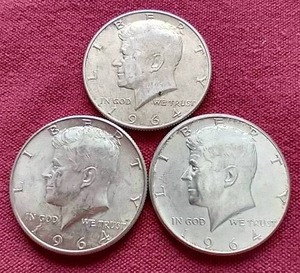 (3) 90% Silver Kennedy Half Dollars