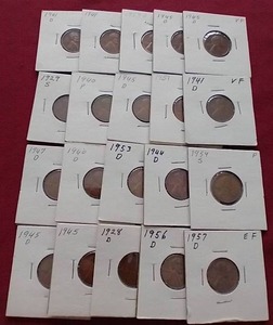 (20) Wheat Pennies in Flips