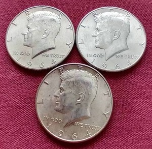 (3) 90% Silver Kennedy Half Dollars
