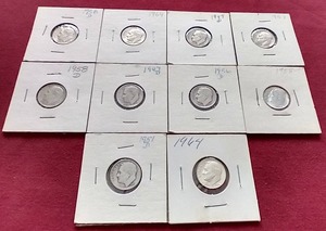(10) Silver Roosevelt Dimes