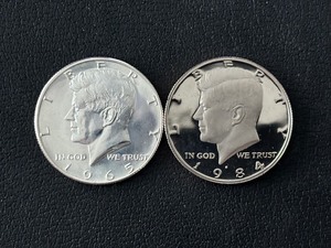 1965 40% Silver and 1984-S Proof Kennedy Half Dollars