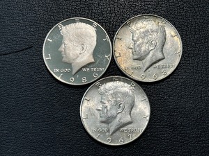1967, 1968-D 40% Silver and 1986-S Proof Kennedy Half Dollars