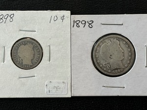 1898 Barber Dime and Quarter