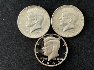 1965, 1966 40% Silver and 1991-S Proof Kennedy Half Dollars