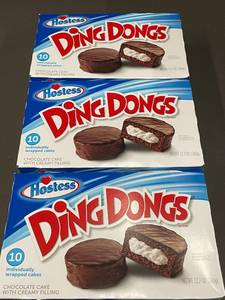 lot 1 image: Hostess Ding Dongs - 3 Packs of 10 Individually Wrapped Cakes