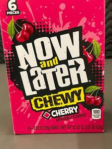 lot 401 image: 2 back 1.2 - Box of 48 Packaged Now and Later Chewy Cherry Candies
