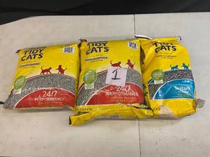 Lot of 3 Non-Clumping Cat Litters - Tidy Cats Performance and Instant Action