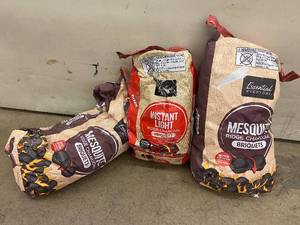 Group of 3 Damaged Essential Everyday Bags of Ridge Charcoal Briquets