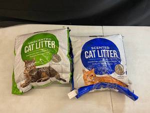 2 Bags of Cat Litter - 20 lb Unscented and Scented Options