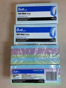 Lan - Set of 4 Quill Self-Stick Notes - Assorted Colors
