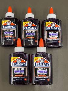 Set of 5 Elmers Disappearing Purple School Liquid Glue - 4 oz Bottles