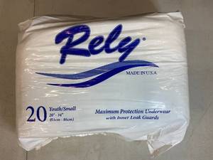 Pack of 20 Rely YouthSmall Maximum Protection Underwear - Size 20-34
