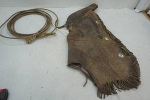 lot 114 image: leather chaps and lariat