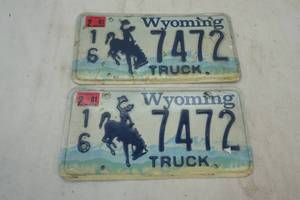 lot 125 image: Wyoming truck plates