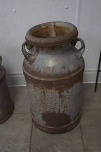 lot 191 image: 2 milk can, vintage, galvanized