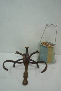lot 296 image: coat hook and clothspins and bag
