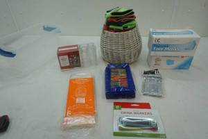 lot 319 image: can koozie, facemasks, plastic shot glasses and more