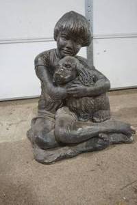 lot 391 image: Child and Dog Statue