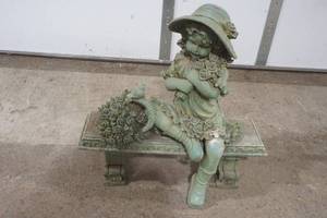 lot 398 image: Girl and bench statue 2x2