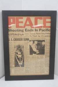lot 401 image: WWII memorabilia framed newspaper
