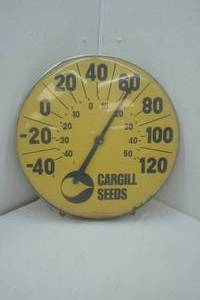 lot 403 image: vintage Cargill Seeds thermometer 18