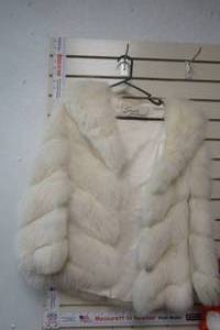 lot 516 image: womens white fur and leather coat