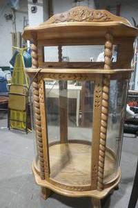 lot 616 image: lighted hutch with curved glass shelves