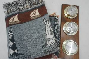 lot 633 image: Lighthouse throw and indoor barometer set