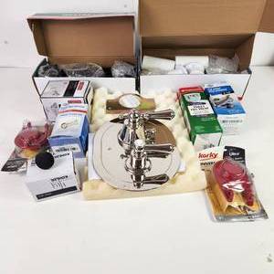 lot 5 image: Large Lot Of Plumbing Items Delta Hook Tub Spout Shower Spout New Open Box