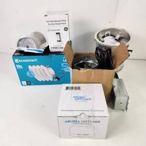 lot 30 image: Lot Of Lighting Items Halo Recessed Lighting Remodel Cooler Fan Diffuser Downlight Replacement And More
