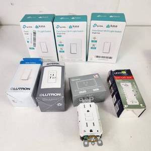 lot 34 image: Lot Of Three Kasa Smart Wi-Fi Light Switches Other Switches And Wi-Fi Smart Plug