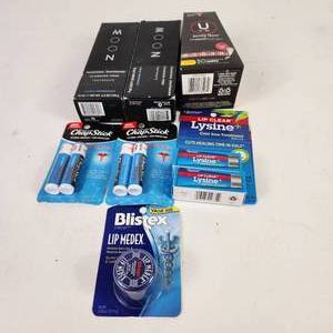 lot 47 image: Lot Of Miscellaneous Health And Beauty Items Chap Stick Blistex Lysine Moon Toothpaste And More