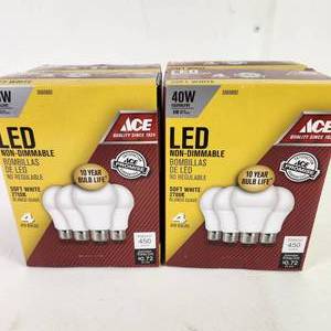 lot 79 image: Lot Of 4 Packs 40W Light Bulbs LED Non-Dimmable Soft White New