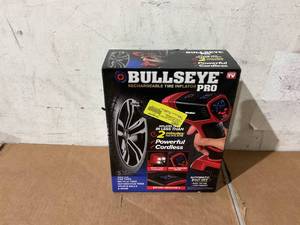 lot 240 image: Bullseye Pro Tire Inflator 150 PSI Electric Air Compressor Portable Air Pump For Car Bike