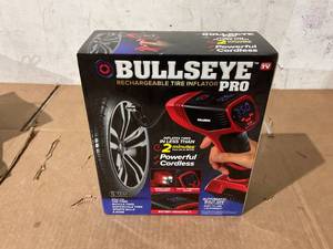 lot 241 image: Bullseye Pro Tire Inflator 150 PSI Electric Air Compressor Portable Air Pump For Car Bike
