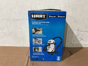 lot 256 image: HART 6 Gallon 5 Peak HP Stainless Steel WetDry Vacuum