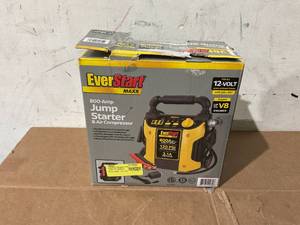 lot 263 image: EverStart Maxx 800 Peak Amp Jump Starter with 120 PSI Compressor, Pivoting LED Light, 3X USB Ports