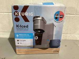 lot 483 image: Keurig K-Iced Essentials, Gray Iced and Hot Single-Serve K-Cup Pod Coffee Maker, reusable tumbler included