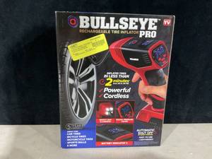 lot 358 image: Bullseye Pro Tire Inflator 150 PSI Electric Air Compressor Portable Air Pump For Car Bike