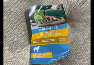 lot 376 image: Vibrant Life Extra Large Dog Bed, Tufted Plush Tan 38 x 48