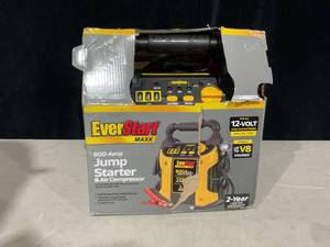 lot 421 image: EverStart Maxx 800 Peak Amp Jump Starter with 120 PSI Compressor, Pivoting LED Light, 3X USB Ports