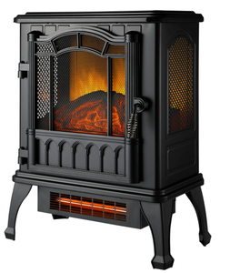 lot 137 image: Mainstays 2-Setting 3D Electric Stove Heater with Life-like Flame, Black